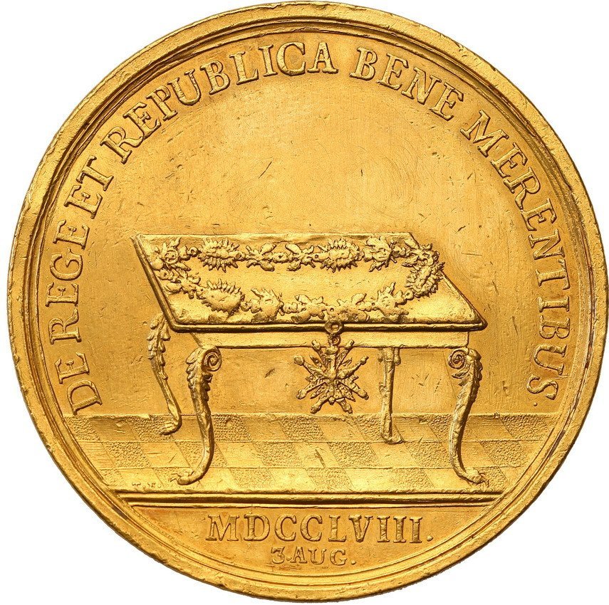 August III Sas. Medal nagrodowy orła białego 1758 wagi 25 dukatów, Drezno